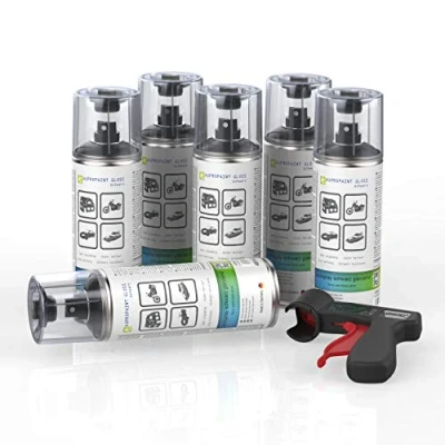 Abbildung von AUPROTEC Lackspray AUPROPAINT GLOSS schwarz glänzend Sprühlack Glanzlack Auto Lack Spray 6x 400ml + 1x Original Pistolengriff