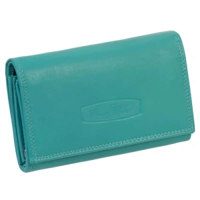 Abbildung von Ledershop24 RFID Damen Leder Geldbörse Portemonnaie Geldbeutel Lang Aqua Geschenkset + exklusiven Schlüsselanhänger