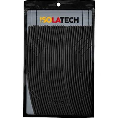 Abbildung von ISOLATECH Schrumpfschlauch Set 2:1 ohne Kleber unbeschriftet Schwarz Sortiment viele Größen Ø 1mm 6,0 Meter in 30Stk x 20cm