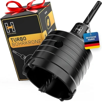 Abbildung von HARDTWERK Turbo Bohrkrone 68mm SDS Plus [XXL Zähne] Dosenbohrer hammerschlagfest für Steckdosen in Mauerwerk Stein Beton Trockenbau Steckdosenbohrer Kronenbohrer