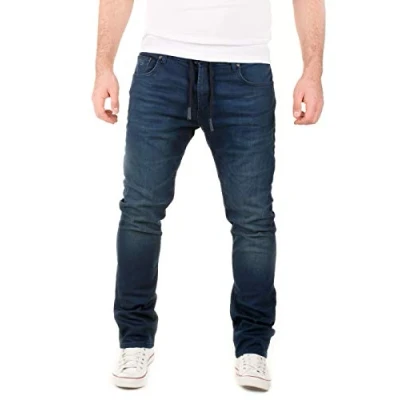 Abbildung von WOTEGA Noah Baumwoll Jogging Jeans Herren Slim Fit Jogger Hosen Trainingshose Jogjeans, Blau (Dress Blues 3R4024), W33/L34