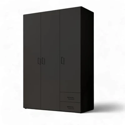 Abbildung von YARK Kleiderschrank in Schwarz matt Vielseitiger Drehtürenschrank 3 türig mit viel Stauraum für Ihr Schlafzimmer 120 x 177 52 cm (B/H/T)
