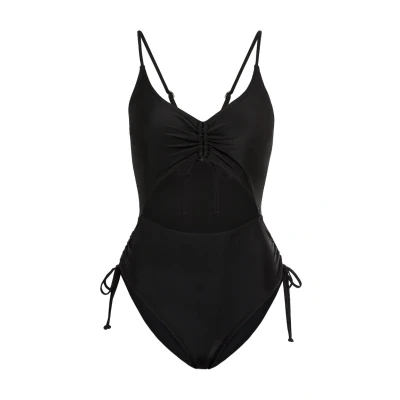 Abbildung von Lascana Raffung CUT OUT Badeanzug, Damen, Größe: 32xA/B, Black