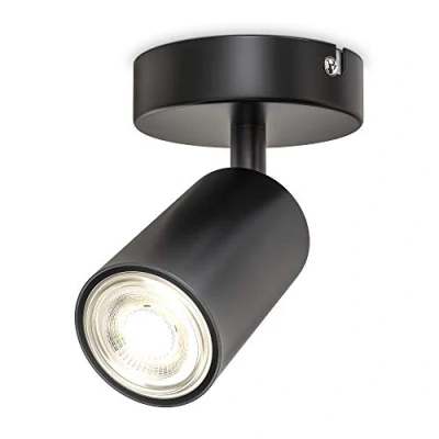Abbildung von B.K.Licht Wandleuchte innen, schwenkbar, GU10 Fassung, max. 9 Watt, Wandlampe Wandstrahler Wandlicht, Wandbeleuchtung, Schlafzimmer, Flurlampe, Wall Light, 9x9 cm, Schwarz
