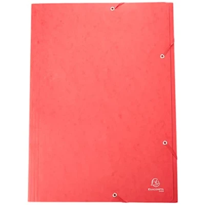Abbildung von Exacompta 59503E Einschlagmappen DIN A3. Aus Colorspan Karton mit 3 Klappen und 2 Gummizügen, 24 x 32 cm, A4, rot Sammelmappe Dokumentenmappe für Büro Schule
