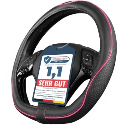 Abbildung von Upgrade4cars D Form Lenkradbezug in Pink Lenkradschoner Universal Lenkradhülle für Sommer &amp; Winter Autozubehör Innenraum Deko