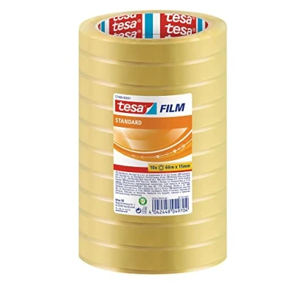 Abbildung von tesafilm standard Transparentes Multifunktions Klebeband für Heim Schul und Büroanwendungen 66 m x 15 mm 10er Pack