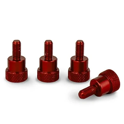 Abbildung von PrecisionGeek Aluminium Ansatzschraube Rändelschrauben M3 x 10mm Rot L 20mm (4 Stück)