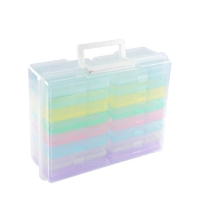 Abbildung von Vaessen Creative Aufbewahrungsbox Transparent Mit Deckel und Griff von 37,5 x 30 13 cm 16 Döschen 17 12 3 Für Scrapbooking, Karten Basteln Schmuckherstellung