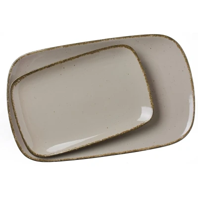 Abbildung von Ritzenhoff &amp; Breker Porzellan Servierplatten Set Casa, 2 teilg, 24x15,5 cm und 33x20 cm, Nougat