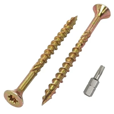Abbildung von SKIR&#039;CO (100 Stück) Universal Verzinkter Stahl 4,0 x 50 mm Gelb Holzschrauben Senkkopf Torx Kopf Typ 17 Spanplattenschrauben (100, mm)
