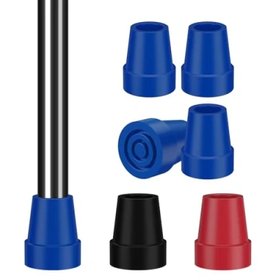 Abbildung von supregear Stockspitzen 19 mm 4er Pack Robuste Gummi Ersatzkappen, Rutschfeste Stahlverstärkte Spitzen für Gehstöcke und Krücken, Blau