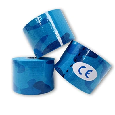 Abbildung von LisaCare Kinesiologie Tape Sport 3er Set Muskel Kenesiologie latexfrei Fussball Camouflage blau 5cm x 5m (3 Rollen blau)