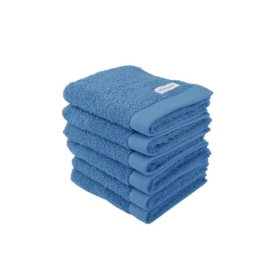 Abbildung von TOM TAILOR Gästehandtuch, 6er Set, 30 x 50 cm, 100% Baumwolle / Frottier, mit Aufhänger und Label Logo, COLOR BATH TOWEL Blau (Cool Blue)