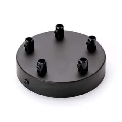 Abbildung von Baldachin mit 5 Kabelauslässen Abdeckung (Ø 120 mm), Deckenbaldachin für Hängeleuchte, Metall, schwarz