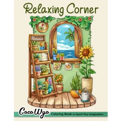 Abbildung von Relaxing Corner: Adult Coloring Book with Calm, Cozy, and Peaceful Spaces for Relaxation Stress Relief