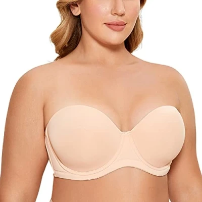 Abbildung von DELIMIRA Damen Trägerloser BH Bügel mit geformte Cups Sahne Pfirsich 80D