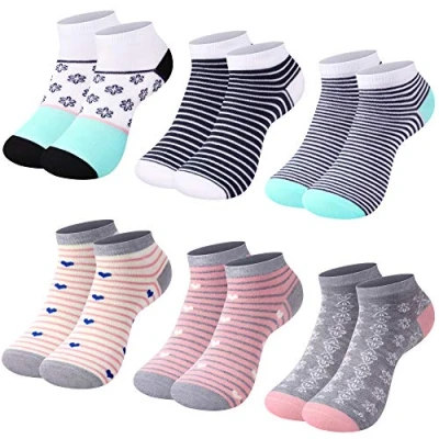 Abbildung von L&amp;K II 12 Paar Damen Sneaker socken kurze sportsocken Freizeitsocken Mädchen Füßlinge Baumwolle Frühling Sommer mit Ringel Punkte Muster 2130 35 38