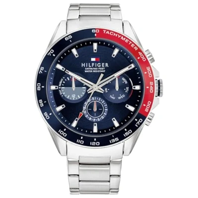 Abbildung von Tommy Hilfiger OWEN Uhr silvercoloured/blue/red, Herren, Größe: One Size, Silver coloured/blue/red