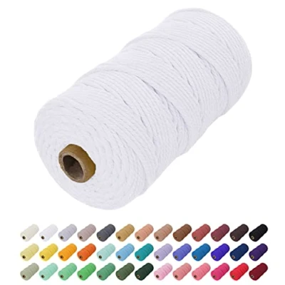 Abbildung von Uiopa Makramee Garn 2mm x 200m, Baumwollkordel Farbig Baumwollgarn Geflochten Baumwollseil, Natürliche Baumwollschnur für Wandbehang, Vorhang, Traumfänger, Hängepflanze, Deko (Weiß)