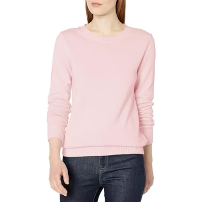 Abbildung von Amazon Essentials Damen Pullover Mit Rundhalsausschnitt Aus 100 % Baumwolle (Erhältlich In Übergröße), Hellrosa, L
