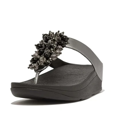 Abbildung von Fitflop Damen Fino Bauble Bead Toe Post Sandale, Zinnschwarz, 39 EU