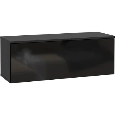 Abbildung von FORTE LIBERTAD moderner Fernsehtisch TV Schrank Lowboard 100 200 300 für Fernseher 55 65 80 Zoll, Wohnzimmer, hängend oder stehend, Schwarz Hochglanz, 99,9 cm breit x 35,4 hoch 34,8 tief