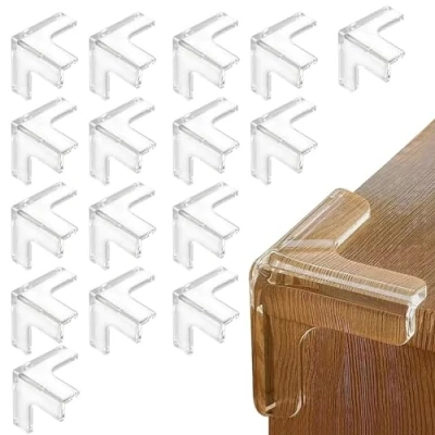 Abbildung von HoneyHolly Kantenschutz Baby, 16 Stück Weich, Eckenschutz Baby Selbstklebend, Transparent Extra Starker Klebstoff, für Schreibtisch, Kinderbett Esstisch (16T)