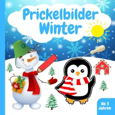 Abbildung von Prickelbilder Winter: Das große Prickelblock für Kinder ab 3 Jahren mit 50 Prickelvorlagen zum Ausmalen, Prickeln, Ausschneiden und Basteln Bastelbuch schönen Motiven Mädchen Jungen