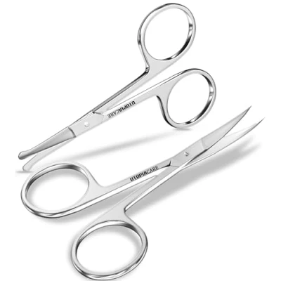Abbildung von Utopia Care 2 Stück Professionelle Edelstahl Nagelschere Friseurschere, Augenbrauen schere, Nasenhaarschere Ohrenschere, Sicherer Hautschere (Silber)