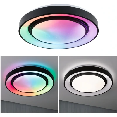 Abbildung von Paulmann 70545 LED Deckenleuchte Rainbow mit Regenbogeneffekt incl. 1x38,5 W dimmbar dynamicRGBW Farbsteuerung Schwarz, Weiß Kunststoff, Metall 3000 K