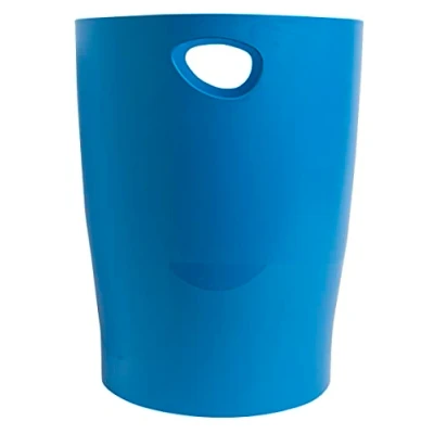 Abbildung von Exacompta 45384D ECOBIN Papierkorb BeeBlue aus Recycling Kunststoff 15 Liter mit Griffen. Eleganter und robuster Mülleimer im modernen Design Türkis Blauer Engel