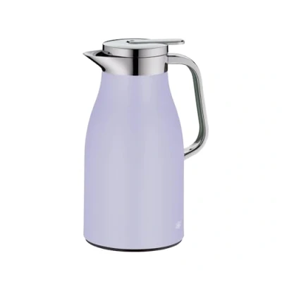Abbildung von alfi Skyline 1,0l, Lavender mat, Edelstahl Isolierkanne mit hygienischem Hartglaseinsatz, Drehverschluss bequemer Drucktaste, ergonomischer Griff, Einer Hand, ideal als Kaffeekanne, Teekanne
