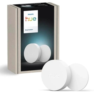 Abbildung von Philips Hue Smart Button für Lichtsysteme, smarter Dimmer zur Steuerung von Leuchten, kabelloser Lichtschalter ohne Installation, weiß