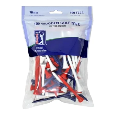 Abbildung von PGA Tour Unisex Erwachsene, Rot/Weiß/Blau Golf Tees aus Holz, 7 cm, 100 Stück, Einheitsgröße