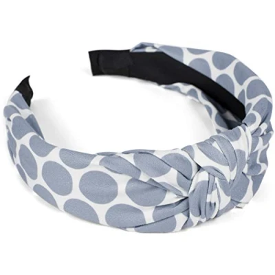 Abbildung von styleBREAKER Damen Haarreif mit Polka Dots Punkte Muster und Knoten, Retro Style Rockabilly Vintage Look, Haarband 04027023, Farbe:Weiß Grau