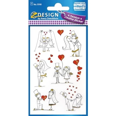 Abbildung von AVERY Zweckform 55181 Papier Sticker Brautpaar 9 Aufkleber (weiß, schwarz, gold, Dekosticker, selbstklebend, Gastgeschenk, Einladung, Hochzeitskarte, Hochzeit, Geschenke, Fotoalbum, Gästebuch)