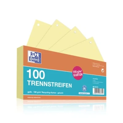Abbildung von Oxford Trennstreifen, aus Karton, gelocht, 190 g/m², gelb, 100 Stück