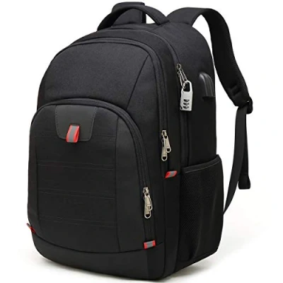 Abbildung von Della Gao Laptop Rucksack, extra groß, Diebstahlschutz, Business Reise, Rucksack mit USB Ladeanschluss, Schwarz , 17.3 Inch,