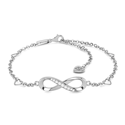Abbildung von SERASAR Unendlichkeitszeichen Fußkettchen Damen Schmuck 925 Sterling Silber 18 Karat Gold Fussketterl Fußkette Mädchen Geschenk Idee Geburtstagsgeschenk für Frauen