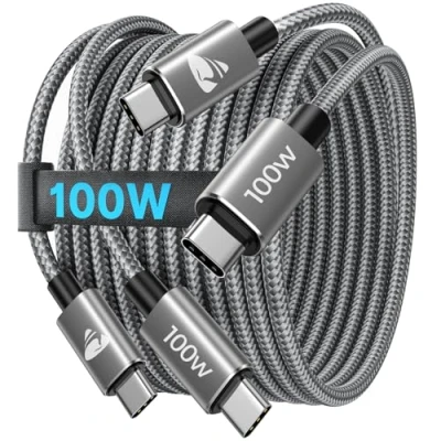 Abbildung von USB C auf Kabel [ 2Stück 2M+2M ] 100W PD Schnellladekabel Nylon Typ Ladekabel für iPhone 16 Pro Max, 15, Samsung S24 S23 S22 S21, iPad Pro, MacBook Pro/Air, Pixel,Switch
