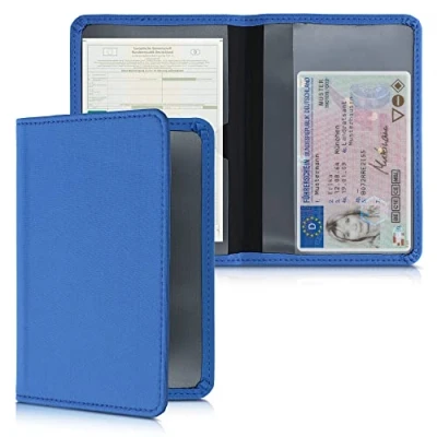 Abbildung von kwmobile Fahrzeugschein Hülle mit Kartenfächern Neopren Etui Tasche für Auto Zulassungsbescheinigung Führerschein Blau