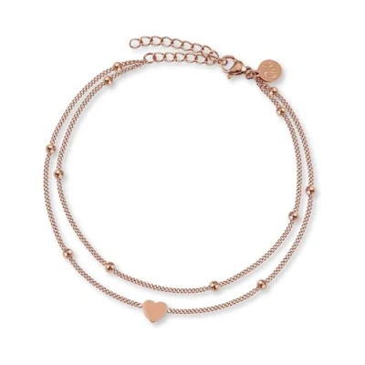 Abbildung von GD GOOD.designs Fußkettchen Herz Roségold für Damen Wasserfest I Mehrreihige Fußkette Verstellbar Filigraner Edelstahl Fußschmuck mit 18K Vergoldung