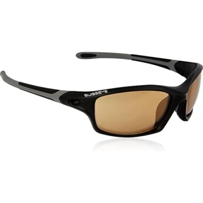 Abbildung von SWISSEYE Grip Sportbrille (100% UVA , UVB und UVC Schutz, verstellbarer Nasenbereich, splitterfreies Material TR90, inkl. Mikrofaserbeutel), black matt/dark grey