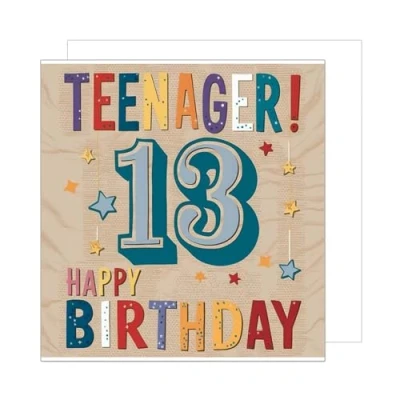 Abbildung von Edition Seidel Premium quadratische Geburtstagskarte zum 13. Geburtstag mit Umschlag. Glückwunschkarte Grußkarte Billet Karte Happy Birthday Jugendlicher Junge Mädchen Sterne (GQ352 SW024)