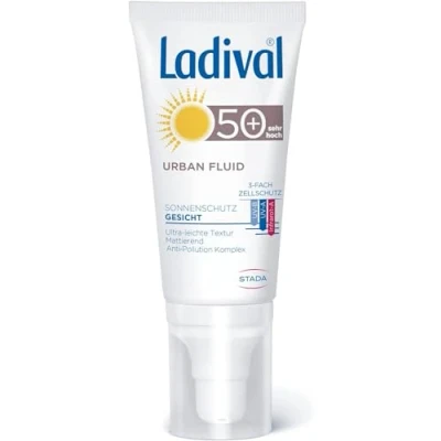 Abbildung von Ladival Urban Fluid LSF 50 mattierende Sonnencreme für das Gesicht mit ultra leichter Textur die tägliche Anwendung geeignet 1 x ml