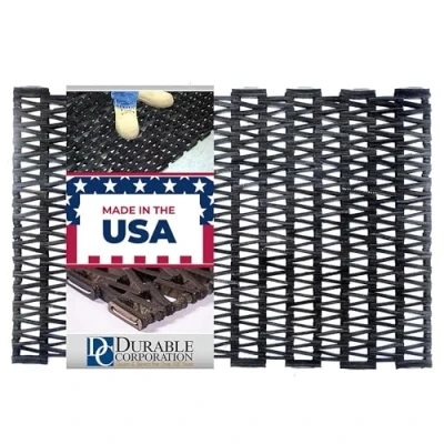 Abbildung von Durable Corporation 108H2436 Durite Reifenverbindungsmatte, recycelt, Fischgrätenmuster, 61 x 91,4 cm, Schwarz