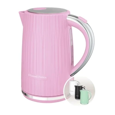 Abbildung von Russell Hobbs Wasserkocher (für heißes Wasser, Tee oder Kaffee, 1.7L, Deckelöffnung per Knopfdruck, herausnehmbarer Kalkfilter, leuchtender Schalter, Edelstahlakzente, Himbeere, 2400W) Eden 27362 70