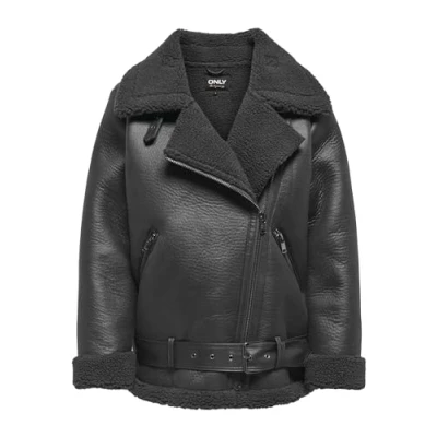 Abbildung von ONLY Aviator Kunstlederjacke, Damen, Größe: Large, Phantom