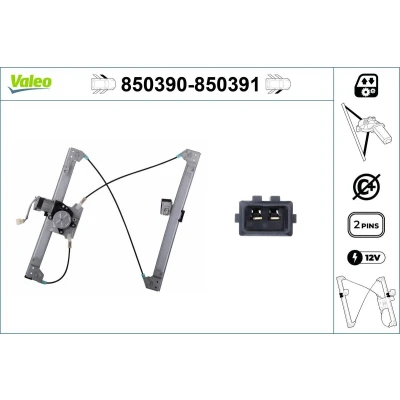 Abbildung von Valeo Fensterheber vorne links elektrisch mit Elektromotor ohne Komfortfunktion 850390 VOLKSWAGEN: Polo III Hatchback, Classic